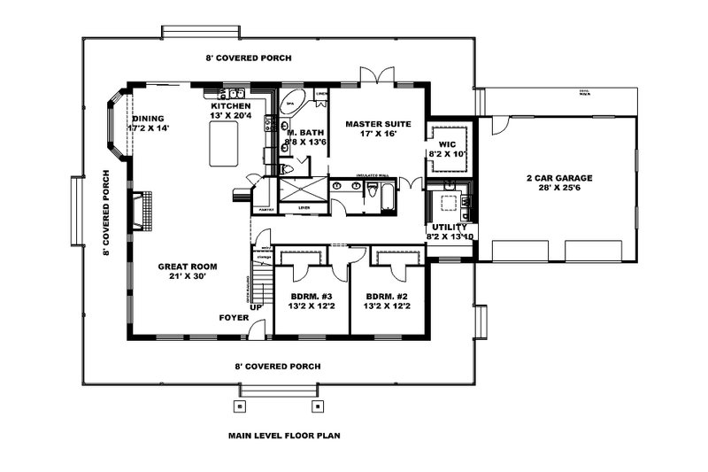 Home Plan - Floor Plan - Main Floor for Country House Plan #117-889 - 3 bed, 3 bath