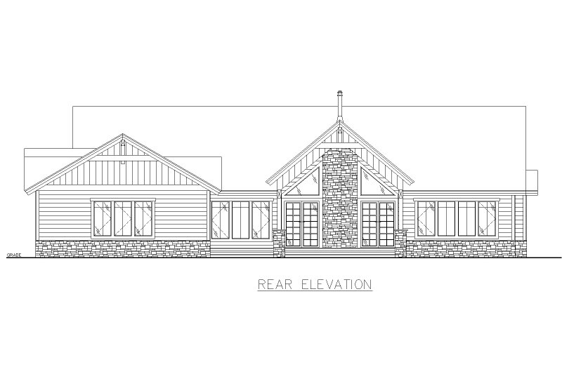 House Design - Exterior - Rear Elevation for Farmhouse House Plan #117-1035 - 4 bed, 3 bath