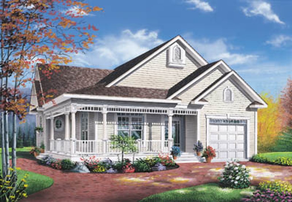 Cottage Style House Plan - 2 Beds 1 Baths 1124 Sq/Ft Plan #23-135