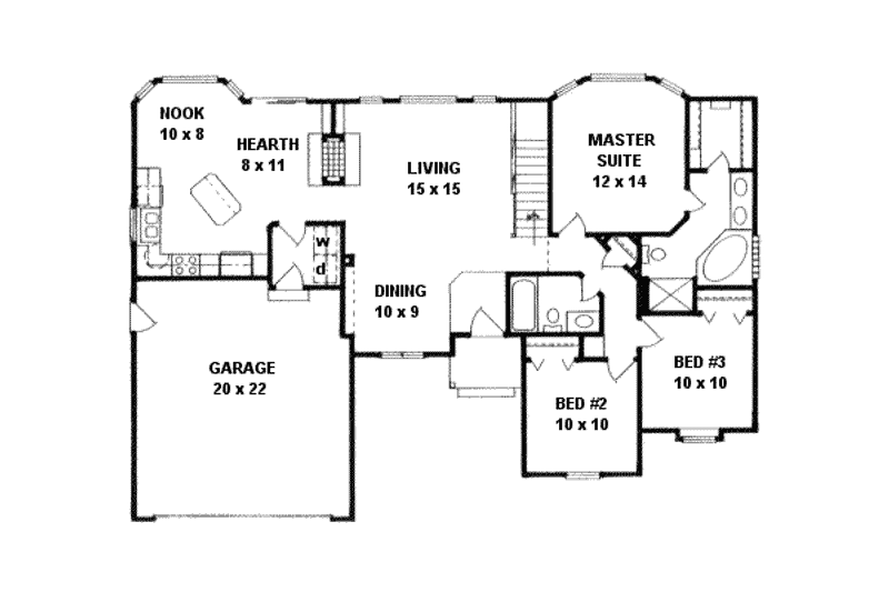 Dream House Plan - Floor Plan - Main Floor for Traditional House Plan #58-194 - 3 bed, 2 bath