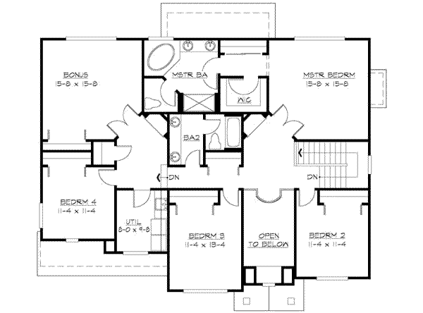 Traditional Floor Plan - Upper Floor Plan #132-137