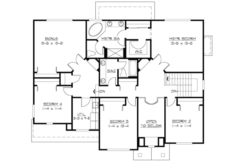 Dream House Plan - Floor Plan - Upper Floor for Traditional House Plan #132-137 - 4 bed, 2.5 bath