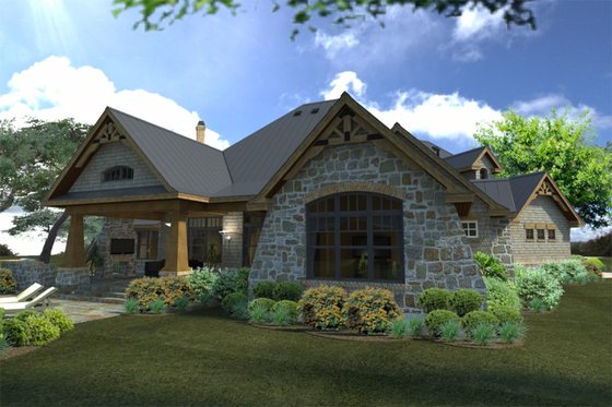 Exterior - Rear Elevation 1 for Craftsman House Plan #120-172 - 3 bed, 3 bath