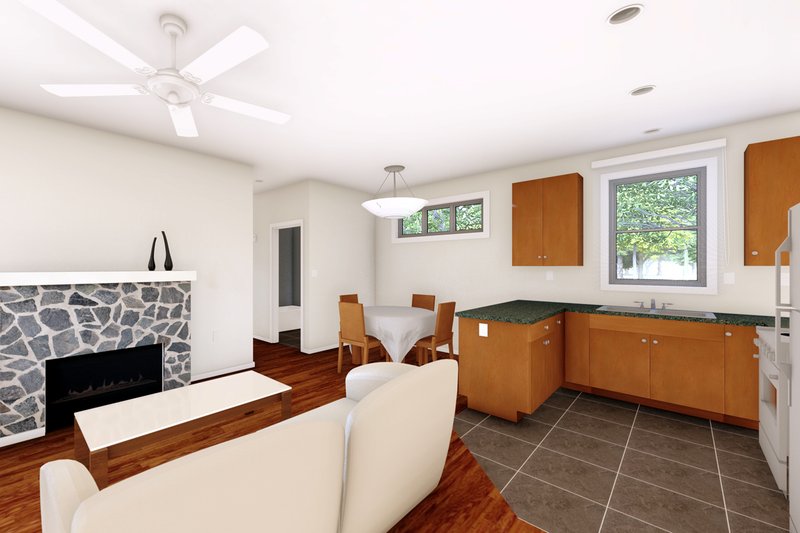 House Plan Design - Interior - Family Room for Bungalow House Plan #126-207 - 1 bed, 1 bath