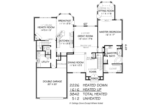 Floor Plan - Main Floor for European House Plan #424-326 - 5 bed, 3.5 bath
