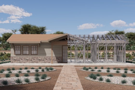 Exterior - Front Elevation 6 for Ranch House Plan #1106-100 - 2 bed, 1 bath