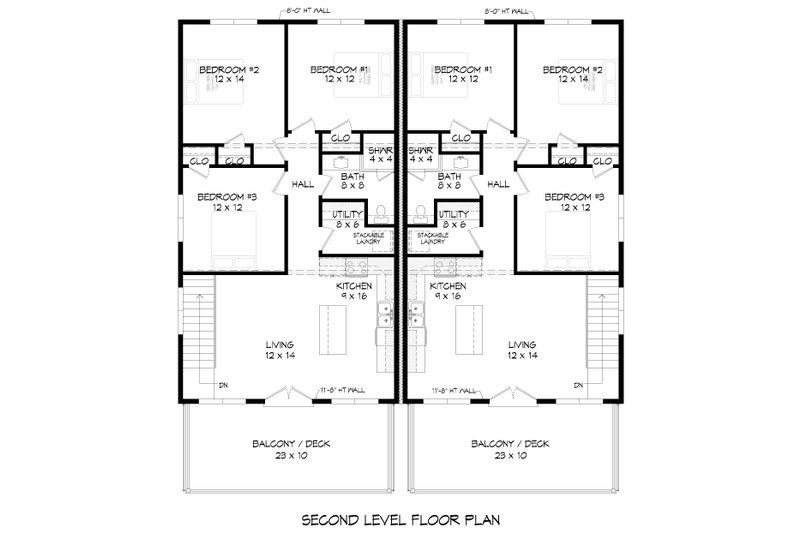 House Blueprint - Floor Plan - Upper Floor for Contemporary House Plan #932-948 - 6 bed, 4 bath