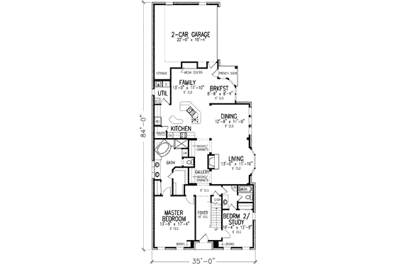 Floor Plan - Main Floor for European House Plan #410-362 - 3 bed, 3 bath