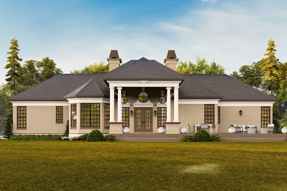 Exterior - Rear Elevation for European House Plan #119-322 - 4 bed, 3 bath