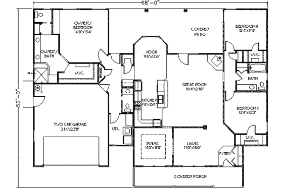 Floor Plan - Main Floor for Country House Plan #24-219 - 3 bed, 2.5 bath