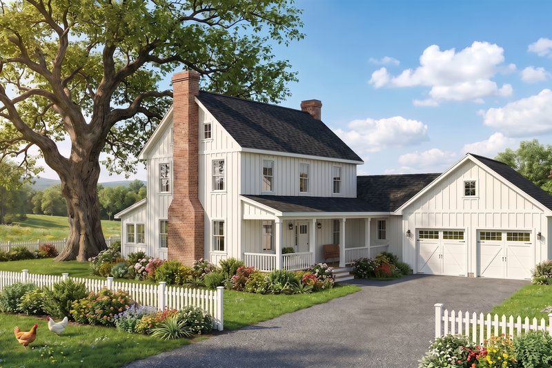 Home Plan - Exterior - Front Elevation 2 for Farmhouse House Plan #923-514 - 3 bed, 2.5 bath