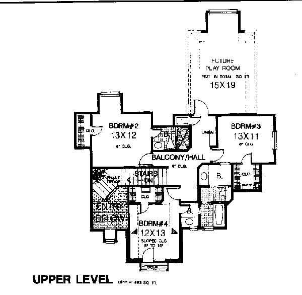 Traditional Floor Plan - Upper Floor Plan #310-739