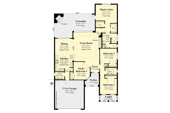 Floor Plan - Main Floor for Craftsman House Plan #930-503 - 4 bed, 2 bath