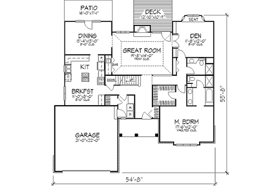 Floor Plan - Main Floor for Traditional House Plan #320-362 - 3 bed, 3 bath