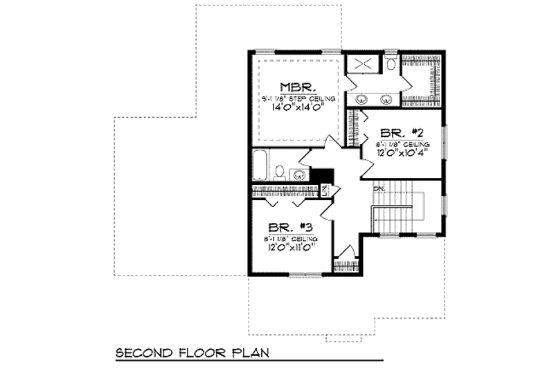 Home Plan - Floor Plan - Upper Floor for Craftsman House Plan #70-908 - 3 bed, 2.5 bath