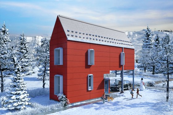 Exterior - Front Elevation for Traditional House Plan #905-6 - 2 bed, 2 bath