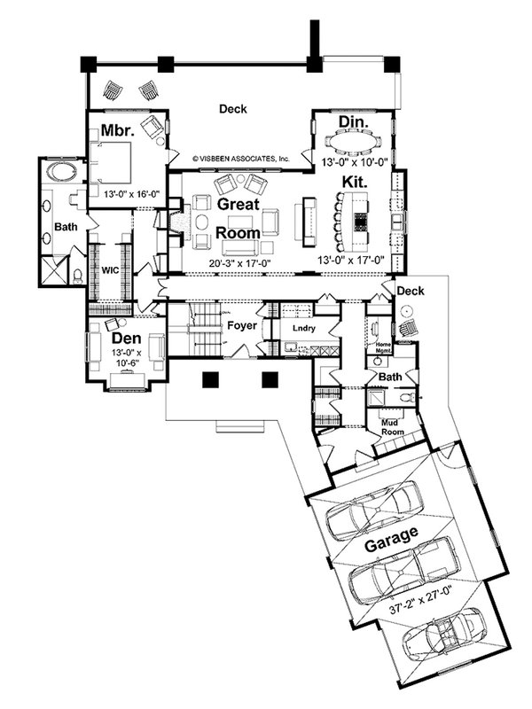 House Blueprint - Floor Plan - Main Floor for Farmhouse House Plan #928-415 - 5 bed, 4 bath