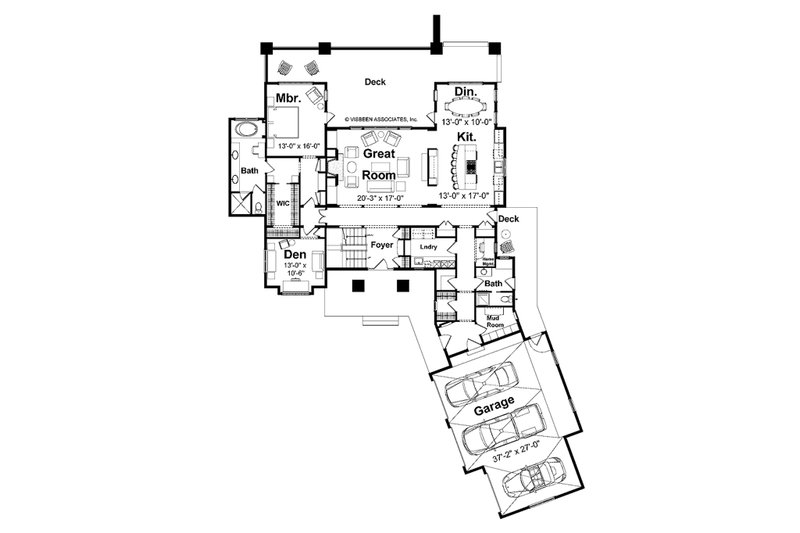 House Blueprint - Floor Plan - Main Floor for Farmhouse House Plan #928-415 - 5 bed, 4 bath