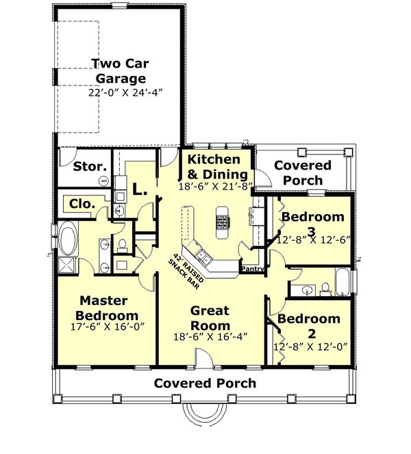 Country Floor Plan - Main Floor Plan #44-176