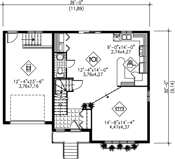 Country Floor Plan - Main Floor Plan #25-2023