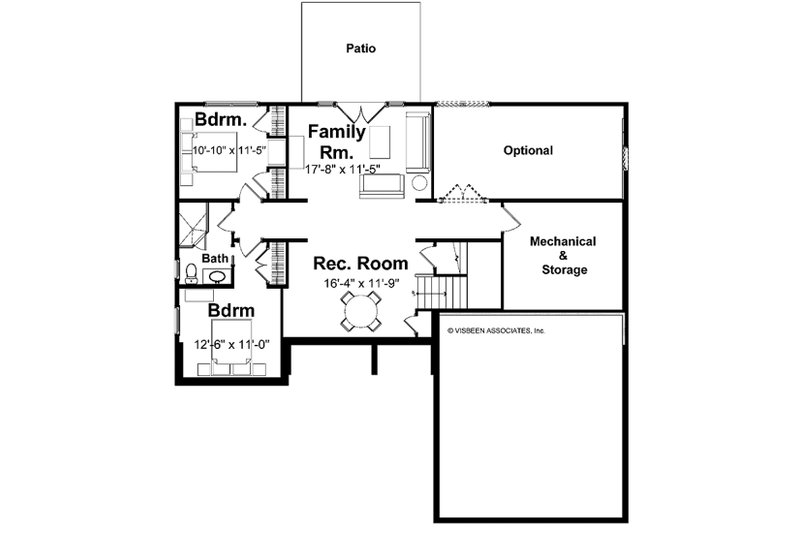 Dream House Plan - Floor Plan - Lower Floor for Farmhouse House Plan #928-433 - 3 bed, 2.5 bath