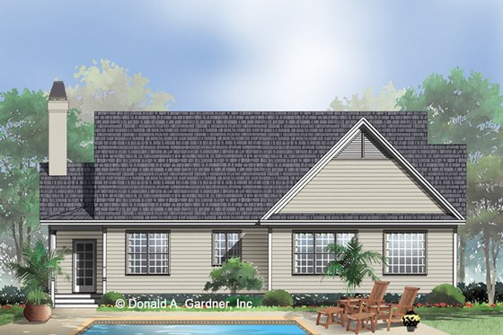 Exterior - Rear Elevation for Country House Plan #929-398 - 3 bed, 2 bath