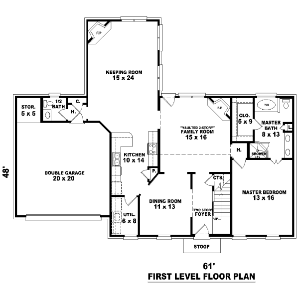 Colonial Floor Plan - Main Floor Plan #81-13694