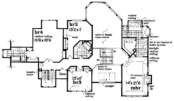 European Floor Plan - Upper Floor Plan #47-417