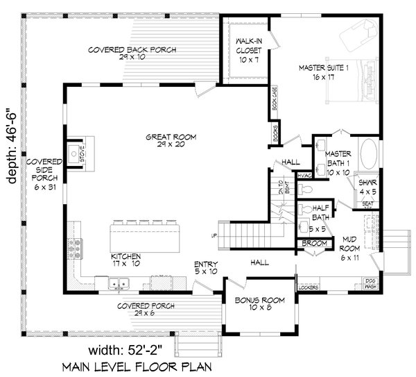 House Blueprint - Country Floor Plan - Main Floor Plan #932-1319