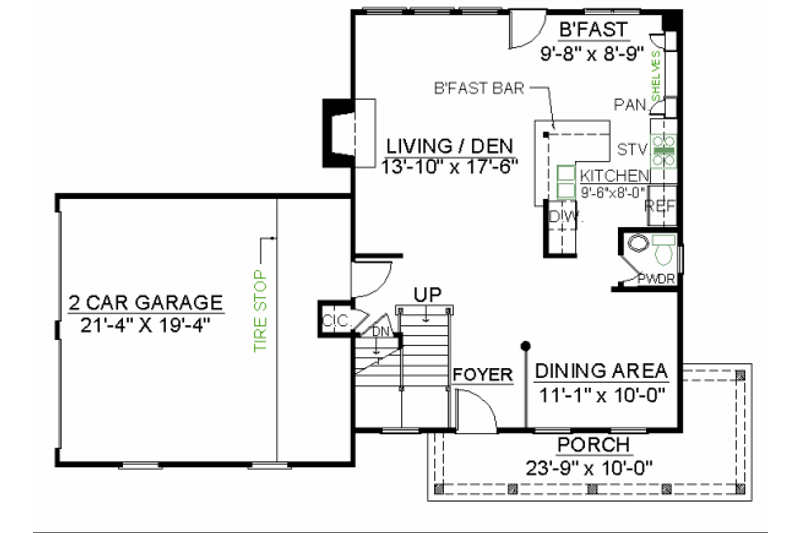 Home Plan - Floor Plan - Main Floor for European House Plan #119-273 - 3 bed, 2 bath