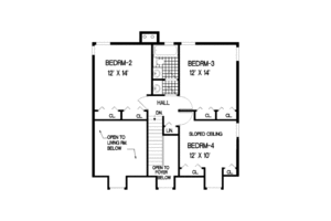Floor Plan - Upper Floor for Farmhouse House Plan #3-176 - 4 bed, 2.5 bath