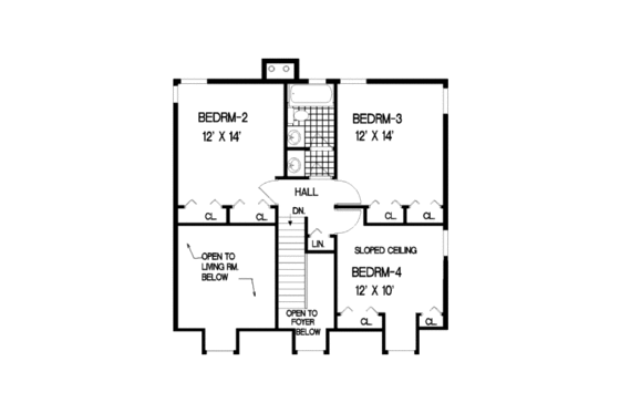 Floor Plan - Upper Floor for Farmhouse House Plan #3-176 - 4 bed, 2.5 bath