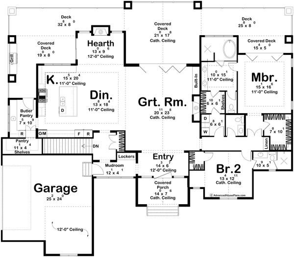 Home Plan - Floor Plan - Main Floor for Beach House Plan #455-820 - 2 bed, 2.5 bath