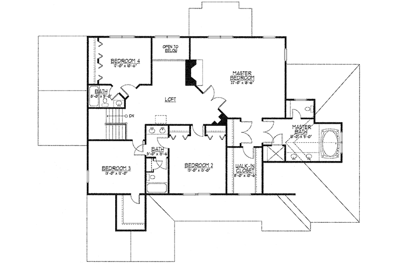House Blueprint - Floor Plan - Upper Floor for Country House Plan #978-12 - 4 bed, 3.5 bath