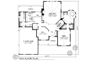 Floor Plan - Main Floor for European House Plan #70-496 - 4 bed, 3.5 bath