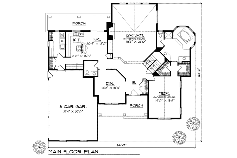 House Plan Design - Floor Plan - Main Floor for European House Plan #70-496 - 4 bed, 3.5 bath