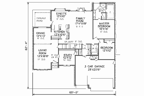 Floor Plan - Main Floor for Traditional House Plan #65-106 - 4 bed, 3 bath