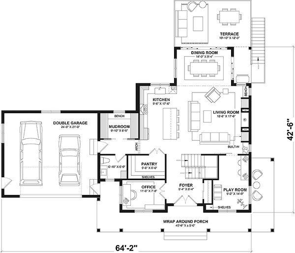 House Blueprint - Farmhouse Floor Plan - Main Floor Plan #23-2827