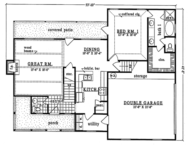 Home Plan - Country Floor Plan - Main Floor Plan #42-711