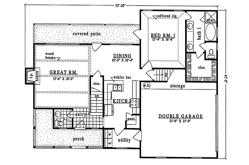 Home Plan - Floor Plan - Main Floor for Country House Plan #42-711 - 3 bed, 2.5 bath