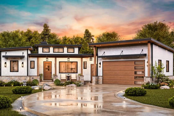 Exterior - Front Elevation 9 for Contemporary House Plan #54-689 - 3 bed, 2 bath