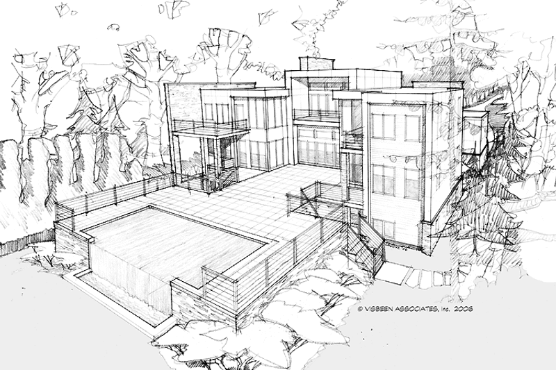 House Design - Exterior - Rear Elevation 1 for Contemporary House Plan #928-77 - 3 bed, 4.5 bath