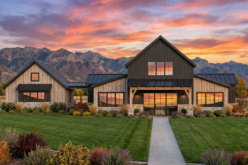 House Blueprint - Exterior - Front Elevation 2 for Barndominium House Plan #1096-162 - 4 bed, 2 bath