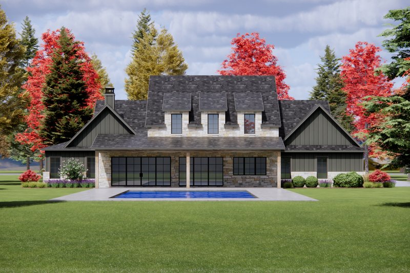 House Plan Design - Exterior - Rear Elevation for European House Plan #1096-11 - 4 bed, 4.5 bath