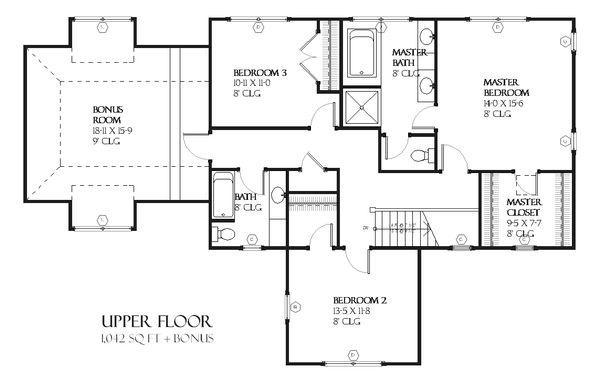 Traditional Floor Plan - Upper Floor Plan #901-71