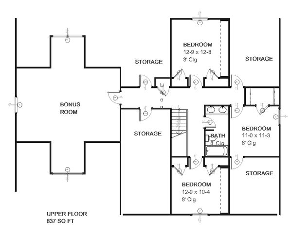 Craftsman Floor Plan - Upper Floor Plan #901-31