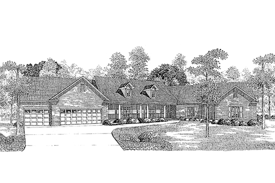 Exterior - Front Elevation 3 for Country House Plan #17-2636 - 4 bed, 3.5 bath