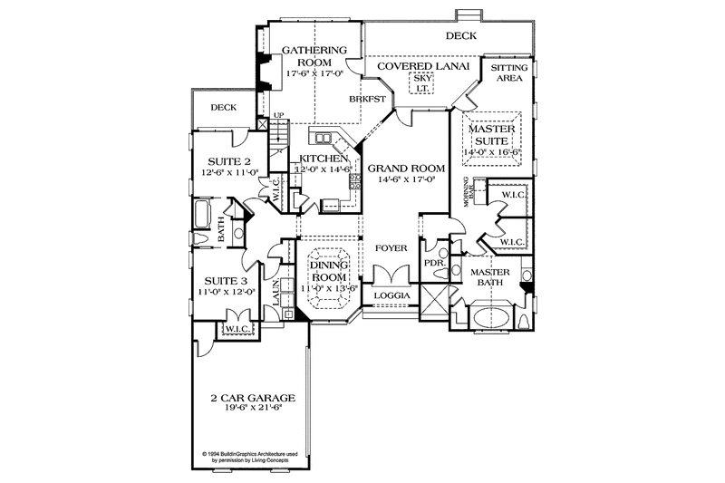 Dream House Plan - Floor Plan - Main Floor for Mediterranean House Plan #453-95 - 3 bed, 2.5 bath