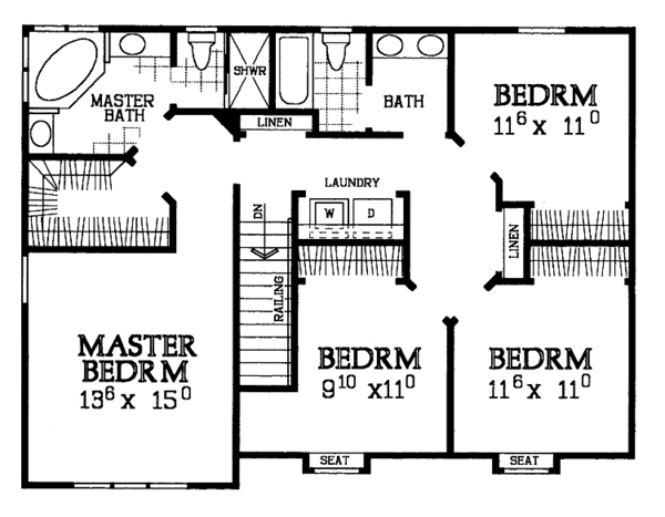 House Blueprint - Country Floor Plan - Upper Floor Plan #72-1107