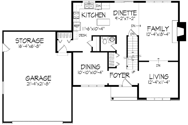 Home Plan - Floor Plan - Main Floor for Contemporary House Plan #51-815 - 3 bed, 2.5 bath
